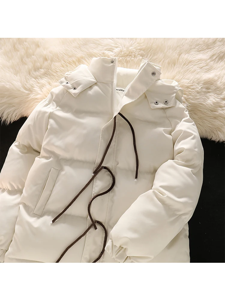 

Pure White Winter Jacket Women Warm Thicken Hooded Down Jacket Casual Puffer Parkas Female Loose Outwear Cotton-padded Coats Y2k