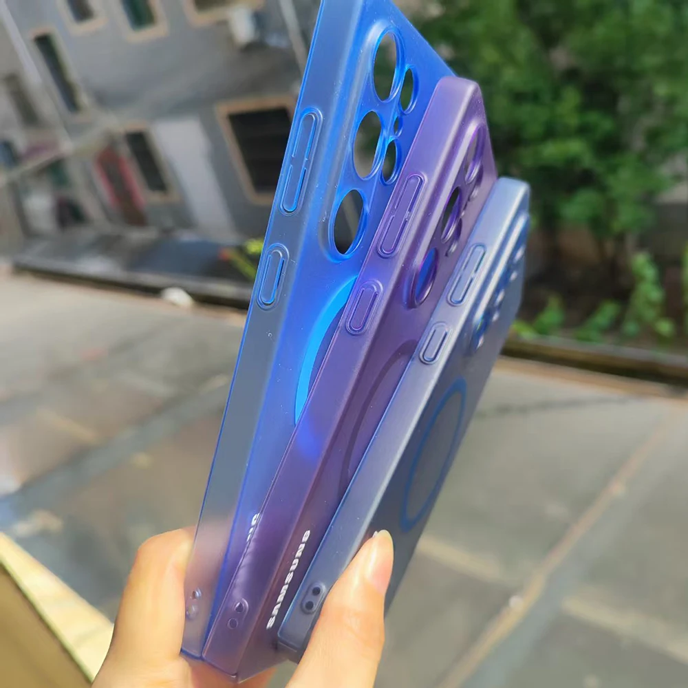 Slim Ice Mist Transparent Magnetic Case with Wireless Charging and Shockproof Protection