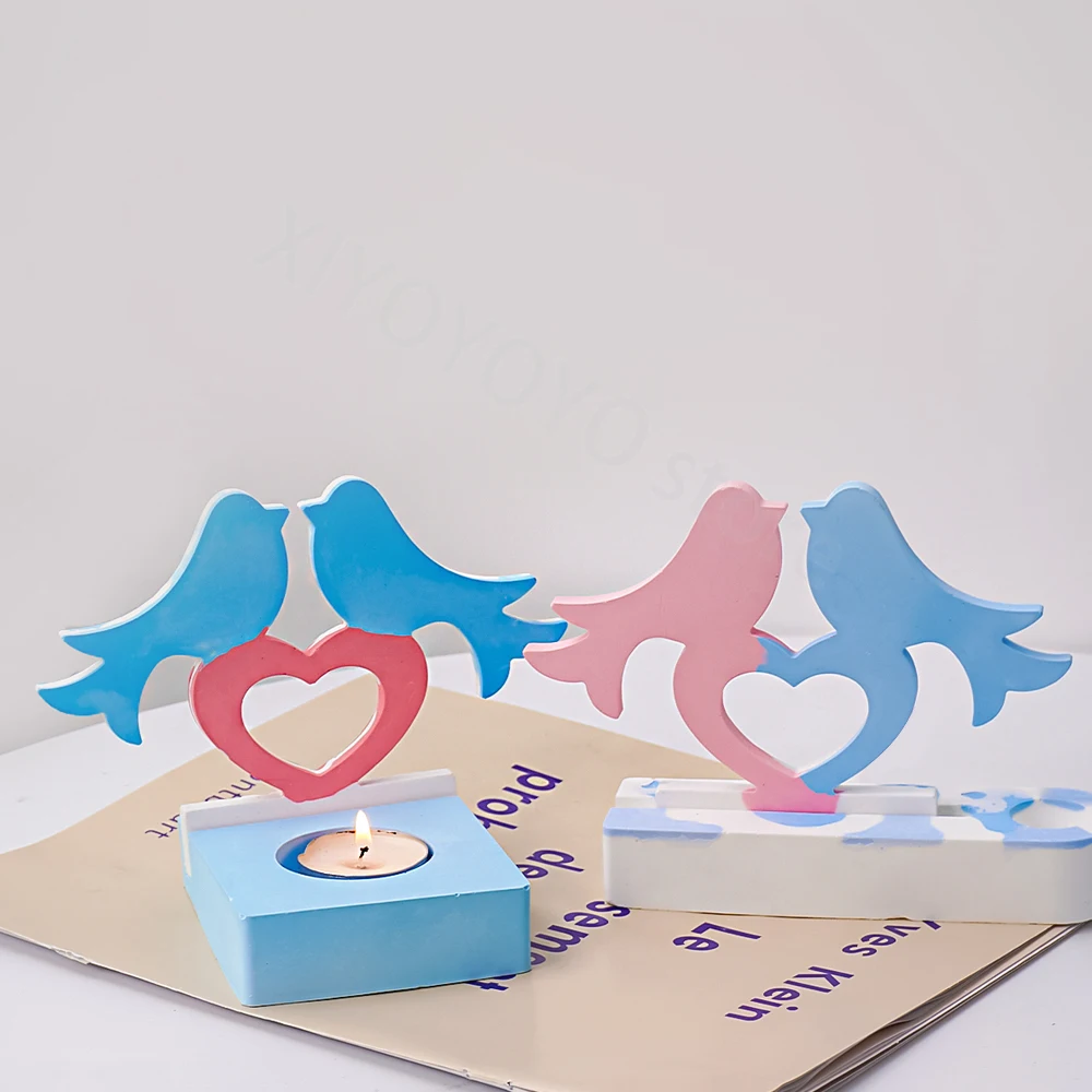 Silicone Mold Love Bird Candlestick Mold for Home Decor