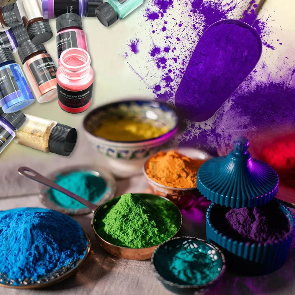 Description Picture 3 of item6 Pcs Mica Powder Pigments Set Metal Pearlescent Coloring Epoxy Resin Tint Soap Dye Candles Powder Nail Pigments Lip Gloss Slime