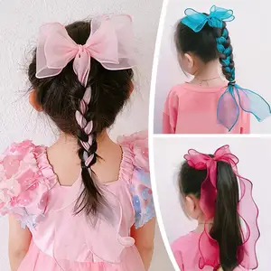 Bow Hair Clip Children Ribbon Bow Hair Clip Girls Headwear Baby Fairy Super Hairclip Design Cute Braid Princess Cute Hair K B1T0