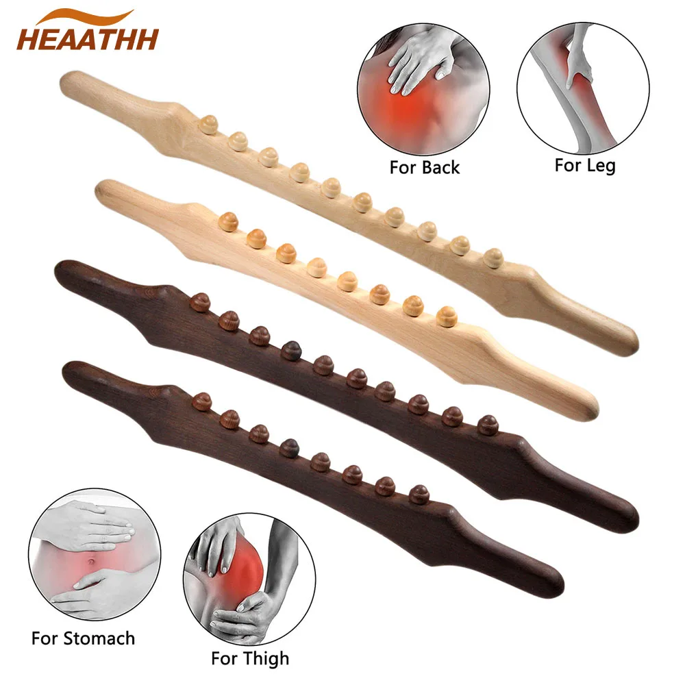 Wooden Scraping Rod Stick Wood Physical Pressure Point Massager for Neck Shoulder Waist Back Body Muscle Massaging Relaxation