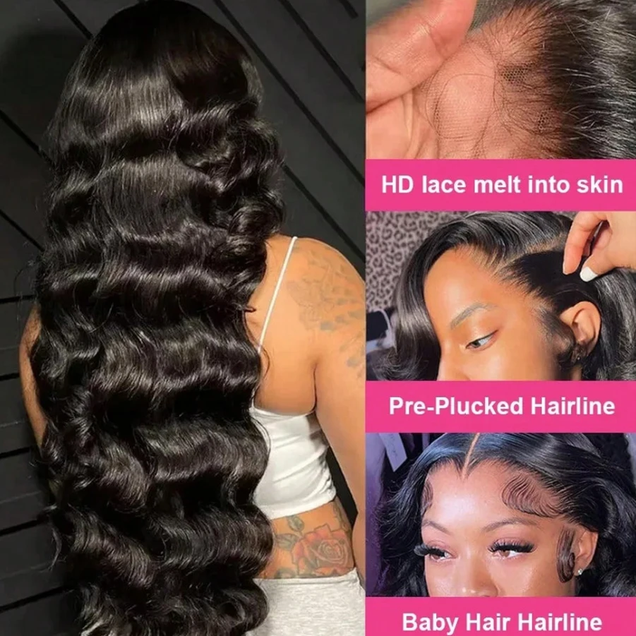 200% Density 13x4 Lace Front Wigs Body wave HD Lace Front Wigs Human Hair Pre Plucked Brazilian Human Wig Hair Wigs for Women 3