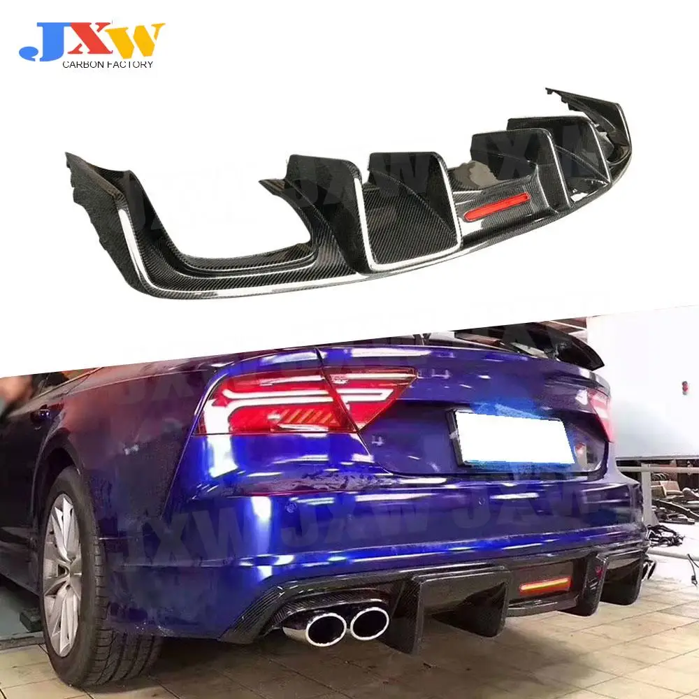 

Carbon Fiber / FRP Rear Lip Diffuser Spoiler With Brake Light For Audi S7 Sline Sport 2012-2015 K Style Car Bumper Protector