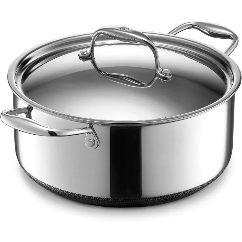 

Hybrid Nonstick Dutch Oven, 5-Quart, Stainless Steel Lid, Dishwasher and Oven Safe, Induction Ready,Compatible with All Cooktops