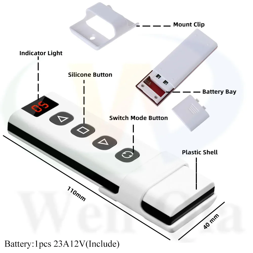 Smart WiFi RF Curtain Switch Module Wireless 433MHz 5 in 1 Remote Controller,110V 220V 240V for Roller Shutter Garage Tuya Alexa