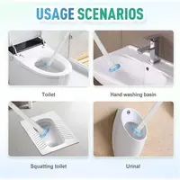 แปรงขัดห้องน้ำแบบใช้แล้วทิ้ง ชุดที่วางแปรงขัดโถสุขภัณฑ์พร้อมรีฟิลทำความสะอาด 18 ชิ้น ระบบทำความสะอาดห้องน้ำสำหรับอ่างล้างหน้า อ่างอาบน้ำ และท่อระบายน้ำ 6