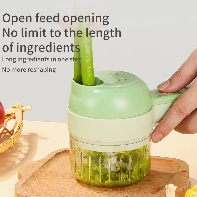 4 in 1 Handheld Electric Vegetable Cutter Wireless Chop Garlic Mash Minced Slice Onion Cutting Multifunctional Cooking Gadget