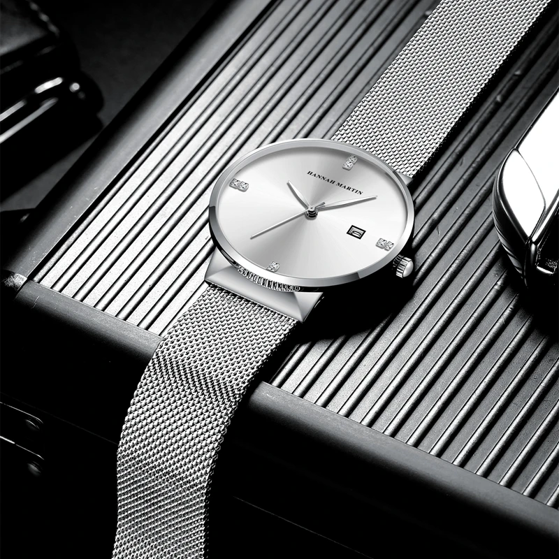 Japanese Original Quartz Movement Watch Luxury Rhinestone 40mm Blue Black Business Style Casual Fashion Stainless Steel Watches 4