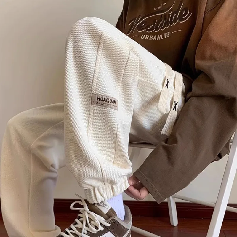 2023 New Spring and Autumn and Winter Oversized High Waist Lace Up Letter Printing Casual Loose Slim Sports Strap Halen Pants