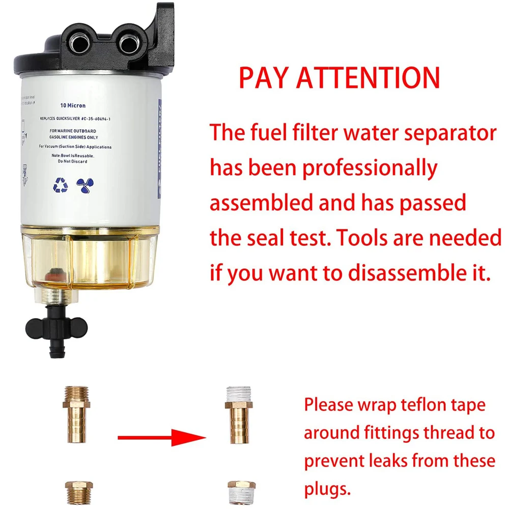 Fuel Filter Fuel Filter Water Separator HUALIC S3213 Fuel Filter Water Separator Assembly Outboard For Mercury Quicksilver OMC Marine Engine Boat 10 Micron Filter Kit