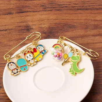 Anime Doraemon Metal Pin Pendant Brooch Doraemon Dinosaur Rainbow Cute Lapel Pins for Clothing Bag Accessories Children's Gift 3