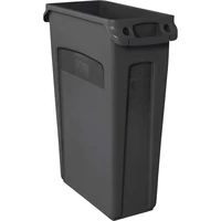 Slim Jim Trash Can Waste Bin with Venting Channels, Black, for Kitchen/Office/Workspace 1