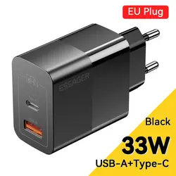 Essager 33W GaN USB-C Fast Charger with Power Delivery - EU Black