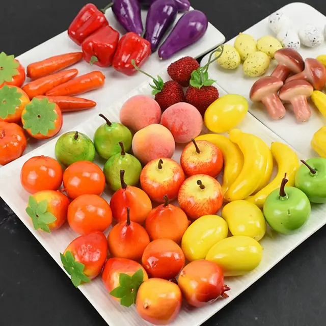 10pcs Artificial Fake Fruit Mini Fruits Simulation Fruits Vegetable Sets Home Decoration Ornament Craft Food Photography Props