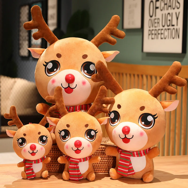 Christmas Santa Stuffed Toys Reindeer Plush Pillow Soft Festival Doll Plushie For Christmas Kids Girls Gift 4