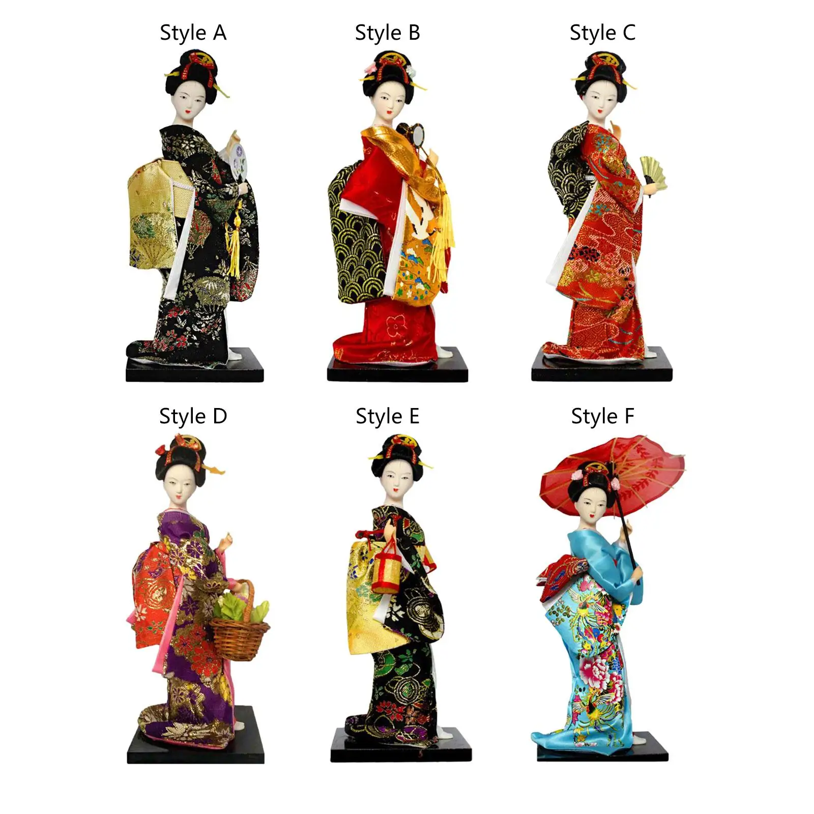 

Japanese Geisha Kimono Doll 25cm Asian Handicrafts Sculpture Statue Desktop Decoration for Entrance Table Bedroom Office Cabinet