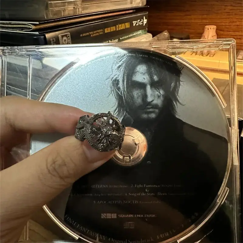 FF15 Final Fantasy XV Ring of the Lucii Opening Black Rings for Men Women Noctis Lucis Caelum Metal Rings Fans Cosplay Jewelry 2