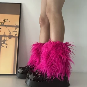 Leg Warmer Women Faux Furs Fuzzy Long Shoes Cuffs Cover Warm Furry Costume 066C