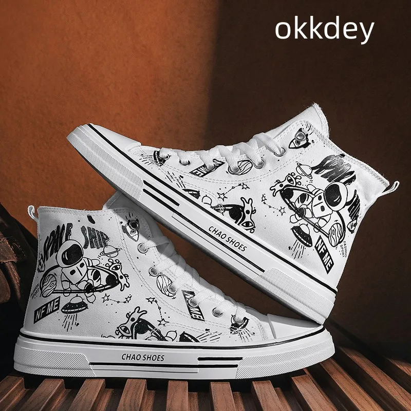 

Men's Casual Sneakers Platform High Top Trendy All-match Wear-Resistant Fashion Round Toe Walking Spring and Autumn Main Push