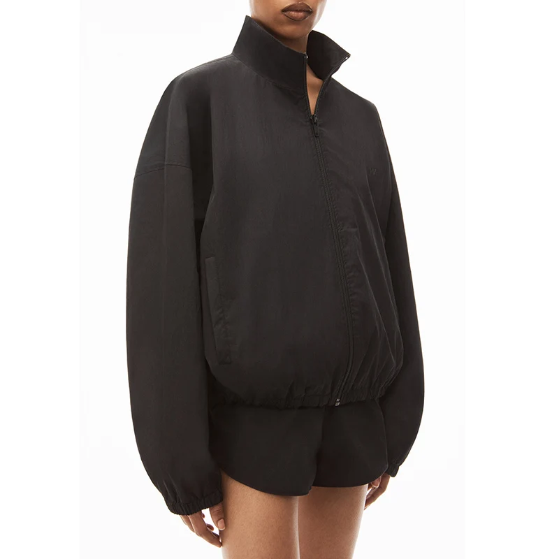 

Leisure Series 2 Piece Set Women 23 Early Autumn New 2 Color Long Sleeve Letter Loose Jacket Fashion Senior Elastic Waist Shorts