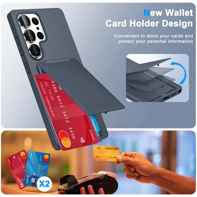 Luxury Fold Card Slot Phone Case with Shockproof Bracket Cover