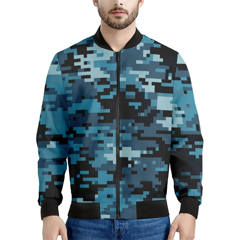 thumbnail image 1 of Chaqueta con estampado 3D de camuflaje de mosaico para hombre, sudadera deportiva con gráfico de camuflaje, camisetas para niños, abrigos de bombardero con cremallera de calle de manga larga, 1 of 5