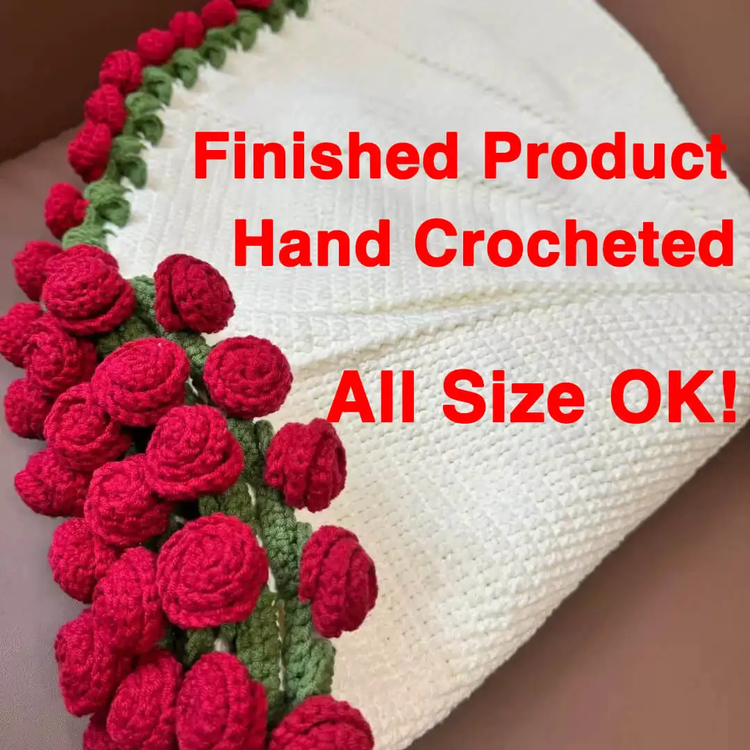 Hand Crocheted Round Bouquet Blanket Foldable Throw Blanket For yarn flower bouquet