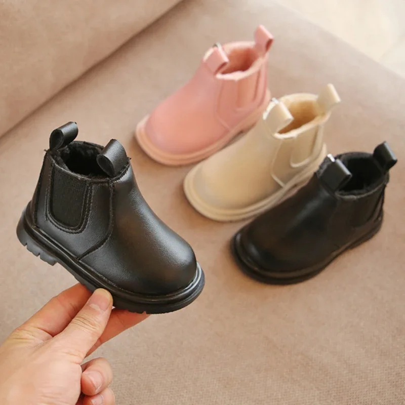Baby Boots 2024 Winter Infant Warm Fur Shoes Newborn First Walkers Toddler Little Boys Girls Ankle Leather Boots Pink, Black 1