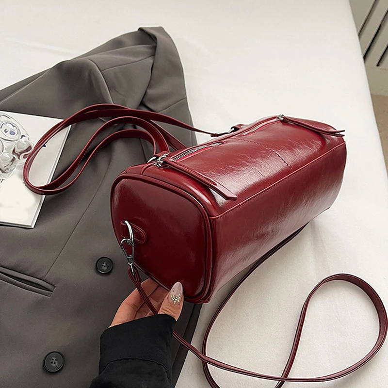 Underarm Barrel-shaped Bag For Women New Fashion Solid Crossbody Bag Versatile Large Capacity Shoulder Commuter Bag