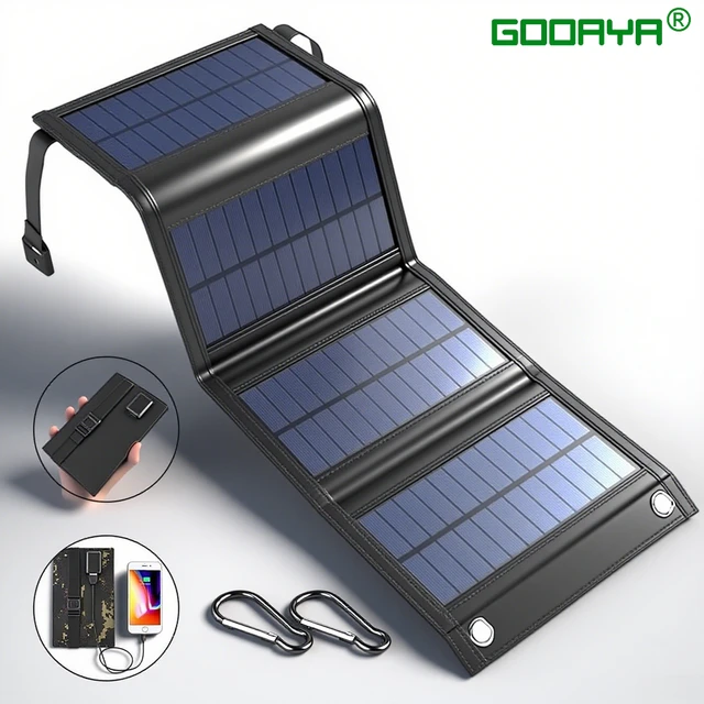 4 fois 100 W panneau solaire pliable 20 w/h panneaux solaires portables chargeur rapide USB 5 V DC panneau solaire plein temps alimentation mobile 1
