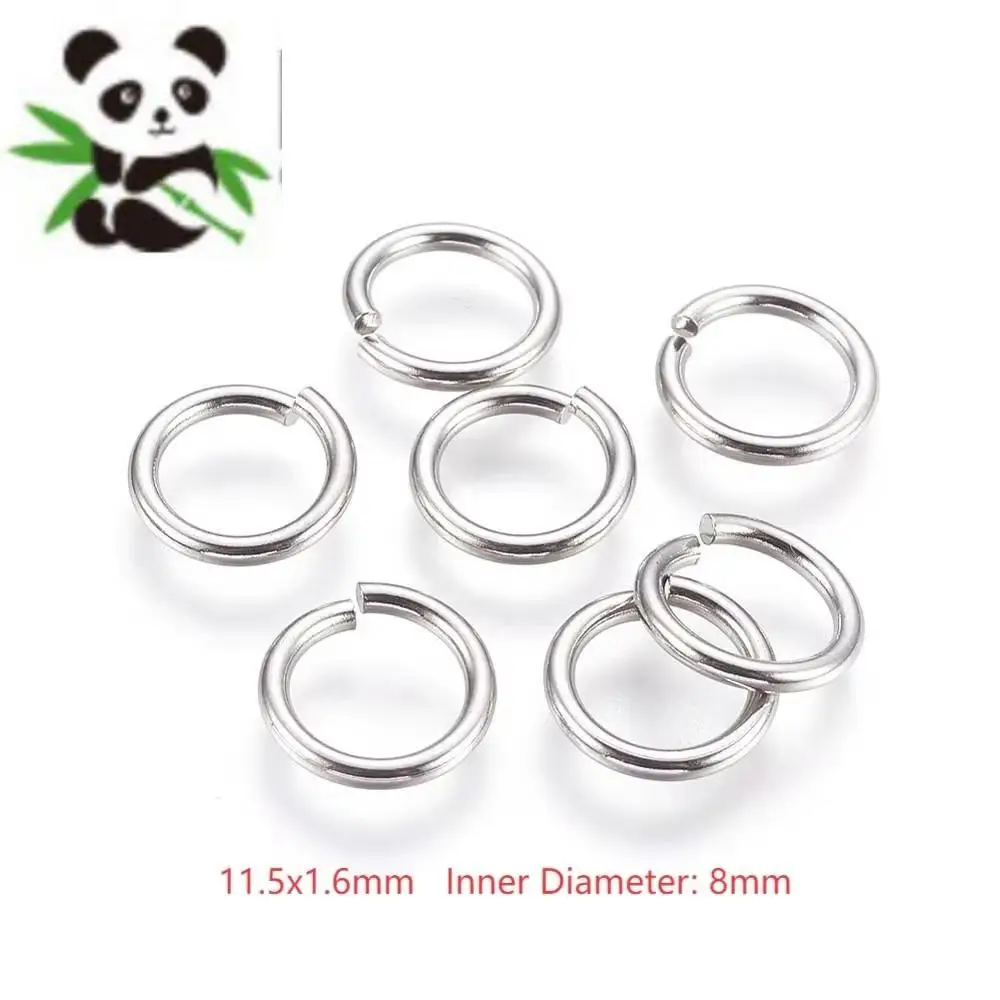 PandaHall 500 Stück 304 Edelstahl Offene Biegeringe 11,5x1,6mm Anlaufbeständig Silberfarben für Schmuckherstellung DIY Basteln