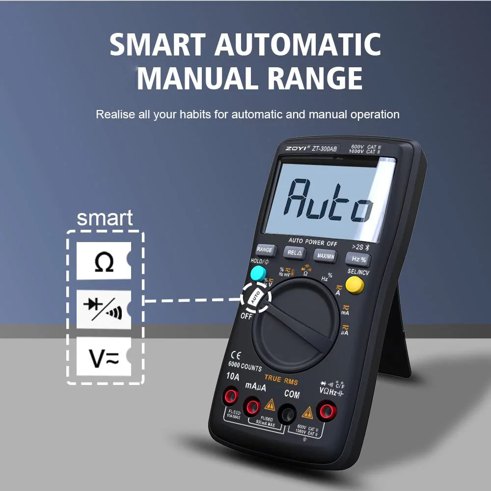 ZOYI Bluetooth APP Intelligent ZT-300AB intelligent digital high-precision multimeter anti-burn curve data monitoring intelligen digital multimeter