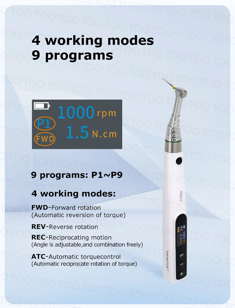 TOQ High Technical Mini Endo Motor with Apex Locator & Endodontic Treatment 16:1 Reduction Contra Angle Measurement Equipment