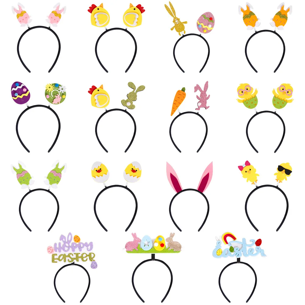 Oster-Haarreif mit Hase, Karotte, Ostereiern und Küken für Fröhliche Oster-Party-Dekoration, Geschenke, Kostüm-Requisiten und Accessoires