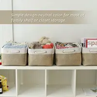 Fabric Storage Basket Foldable Linen Storage Box for Nursery Home Collapsible Canvas Shelf Basket Wardrobe Bedroom Organizers 2