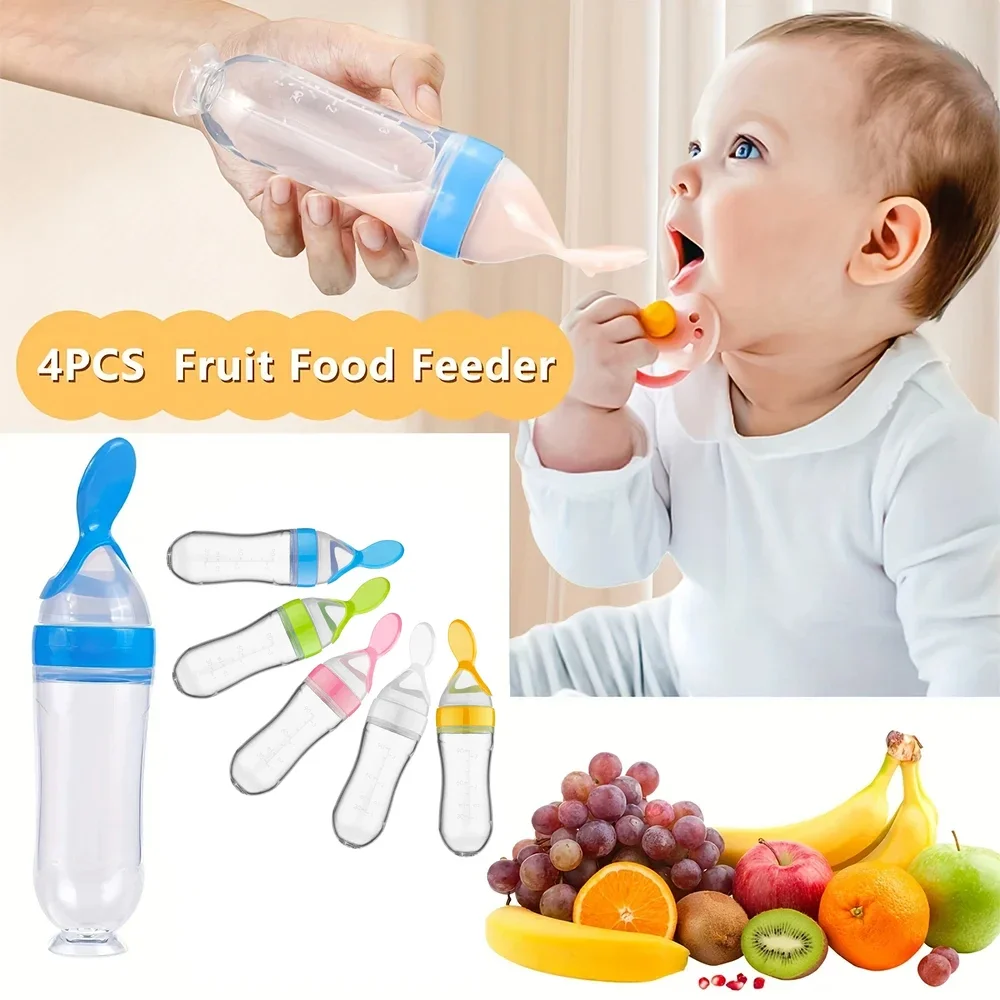 Baby Silicone Suction Cup Squeezing Bottle Feeding Training Spoon Grain Complementary Feeding Device Safety Tableware For baby feeding utensils