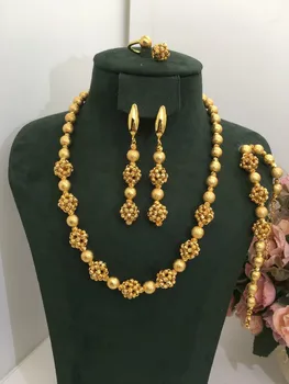 2pcs Bridal Zirconia Full Jewelry Sets For Women Party, Luxury Dubai CZ Crystal Wedding necklace sets