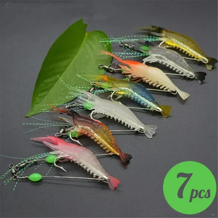 thumbnail image 2 of 7Pcs Fishing Lures Shrimp Bait Set,Soft Bionic Shrimp Fishing... 2 of 9