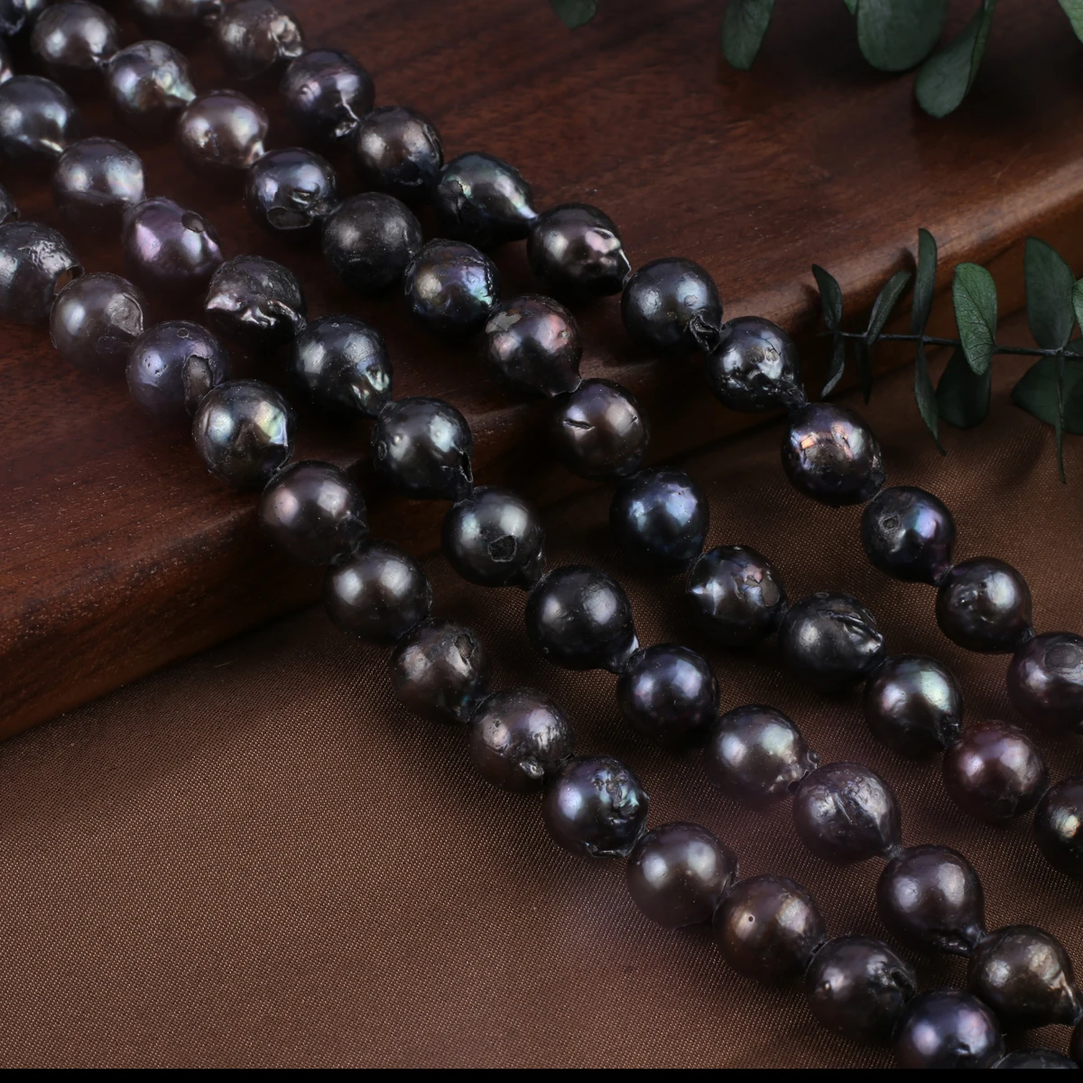 Black Natural Freshwater Pearl Baroque Round Beads DIY Jewelry Making Necklace Earrings Bracelet Accessories Charm Gift 10-11mm