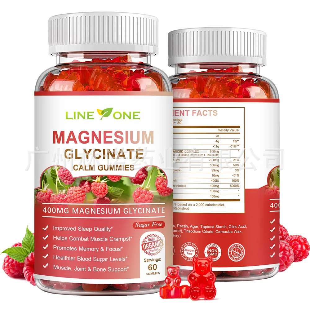 

Magnesium Glycinate Gummies 400 mg - Sugar-free magnesium and potassium supplement with vitamins, coenzyme Q10