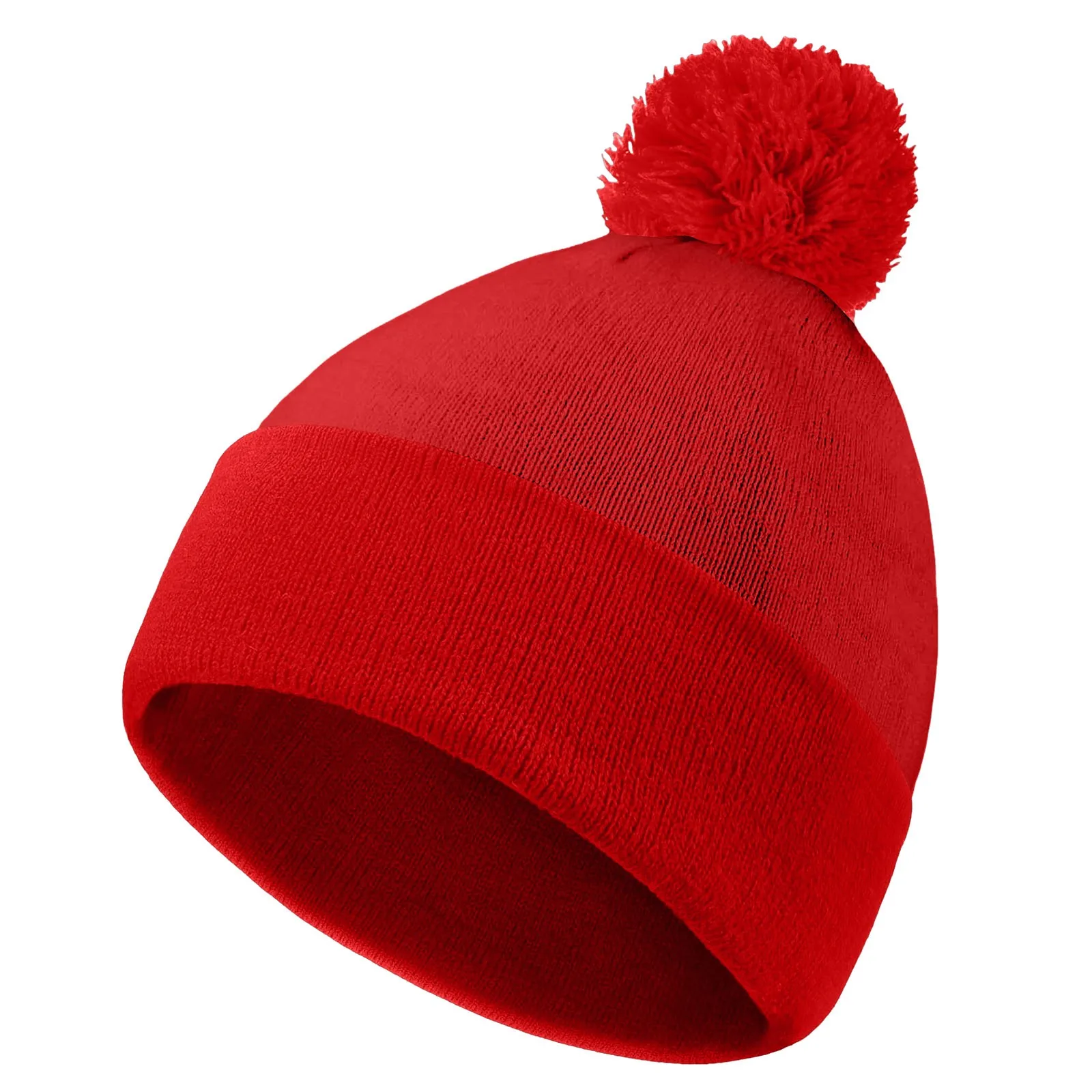Trapper Hat With Glasses Red White Hat Christmas Cuff Knit Hat With A Yarn Bobble On The Hat Top Winter Face Wool Pullover Hat 5