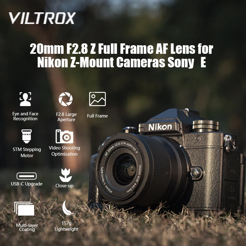 Camera Lens VILTROX 20mm F2.8 for Sony e Lens Nikon Z Mount Lens Full Frame Camera Ultra Wide Angle Auto Focus Vlog A7CII ZVE10 Z6
