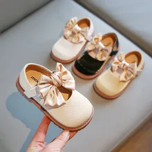 

Girls princess shoes 2022 autumn new soft bottom bow little leather shoes shallow kids fashion Korean style baby girls flat shoe