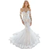Long Sleeve Lace Wedding Dresses for Bride Sweetheart Mermaid Bridal Gown for Women Customized 4
