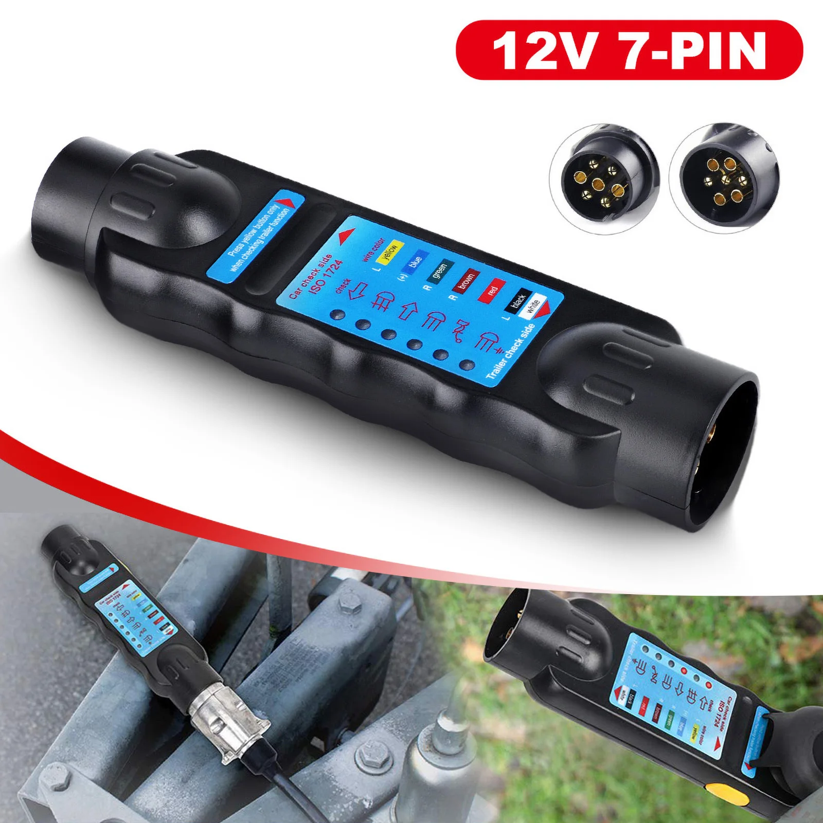 

12V Caravan Towing Tow Bar Light Wiring Tester 7 Pin Trailer Socket Tester Towbar Plug Socket Diagnostic Tools