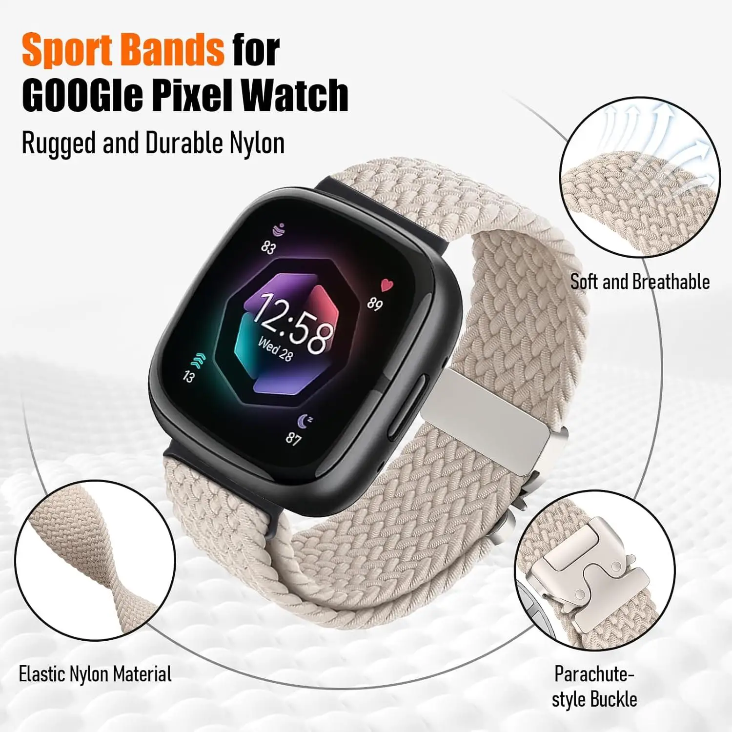 Breathable Woven Nylon Sport Bracelet Strap
