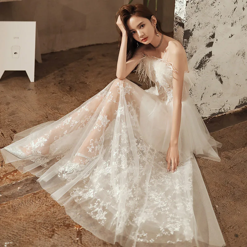 

ZL49 White French high-end evening dress