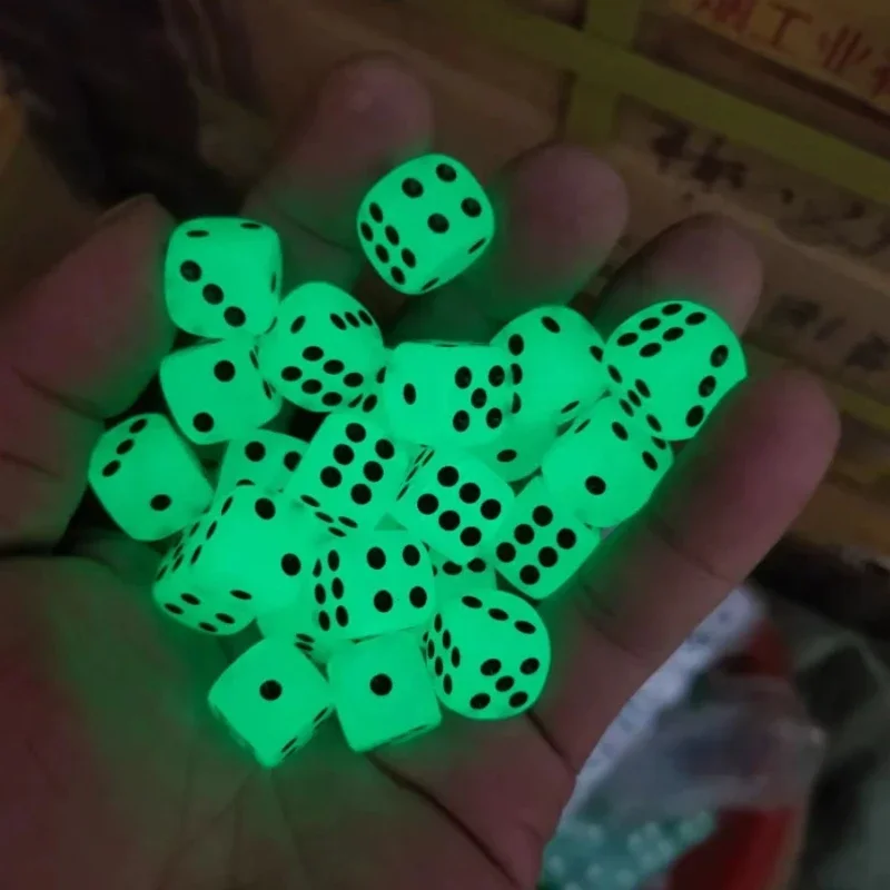 14mm Luminous Dice 6 Sided Glowing in Dark Digital Dice for Night Bar Pub KTV Entertainment Board Game Table Game 6pcs/lot game dice dice set acrylic dice
