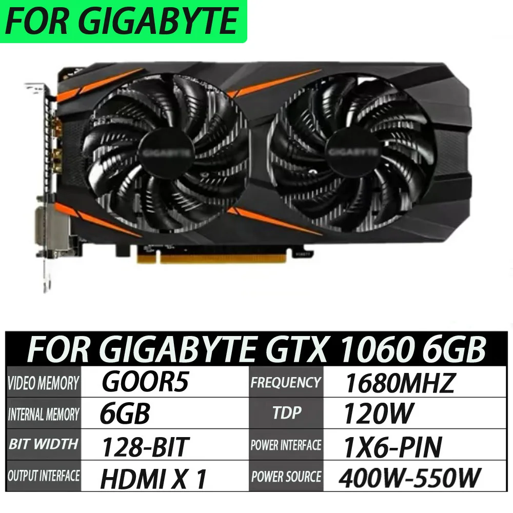 

Remove the computer graphics card independently 98%NEW / FOR GIGABYTE GTX 1060 6GB